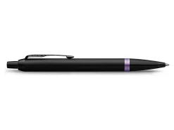 ParkerĀ® IM Ballpoint Pen, Medium Point, 0.7 mm, Satin Black/Amethyst Purple Barrel, Blue Ink