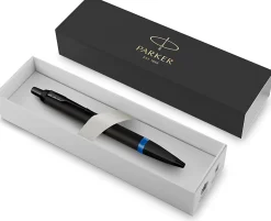 Parker® IM Ballpoint Pen, Medium Point, 0.7 mm, Satin Black/Marine Blue Barrel, Blue Ink
