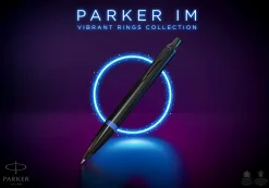 Parker® IM Ballpoint Pen, Medium Point, 0.7 mm, Satin Black/Marine Blue Barrel, Blue Ink