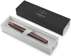 Parker IM Monochrome Fountain Pen, Burgundy Finish and Trims, Medium Point, Blue Ink, Gift Box