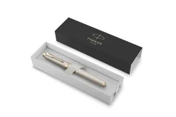 Parker IM Monochrome Fountain Pen, Champagne Finish and Trims, Medium Point, Blue Ink, Gift Box