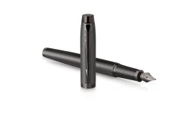 Parker IM Monochrome Fountain Pen, Blue Ink, Gun Metal Finish and Trims, Medium Point, Gift Box