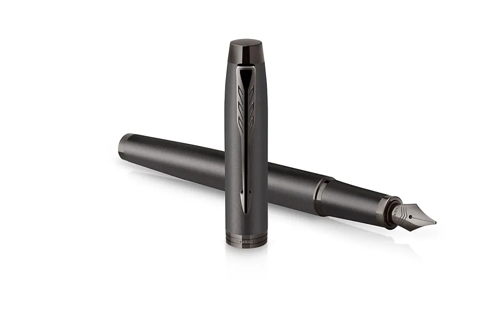 Parker IM Monochrome Fountain Pen, Blue Ink, Gun Metal Finish and Trims, Medium Point, Gift Box