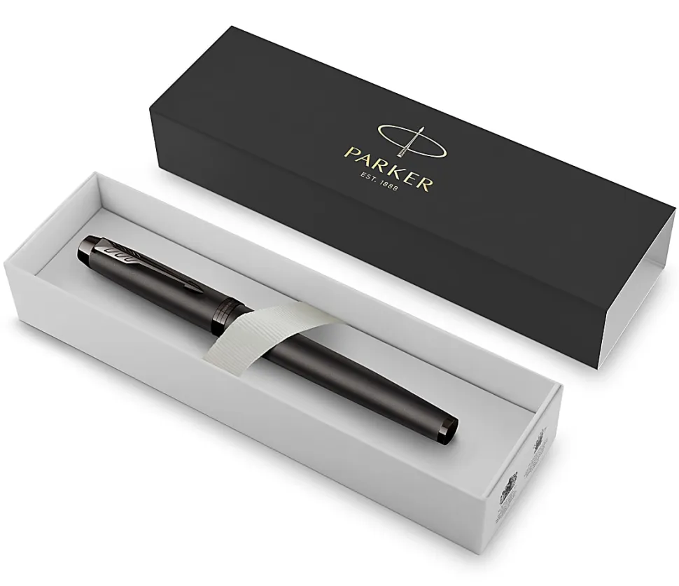 Parker IM Monochrome Fountain Pen, Blue Ink, Gun Metal Finish and Trims, Medium Point, Gift Box