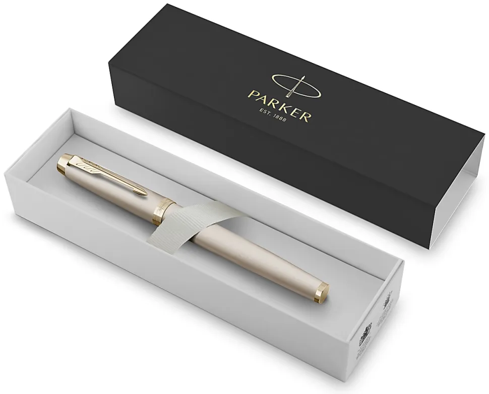 Parker IM Monochrome RollerBall® Pen, Champagne Finish and Trims, Fine Point, Black Ink, Gift Box