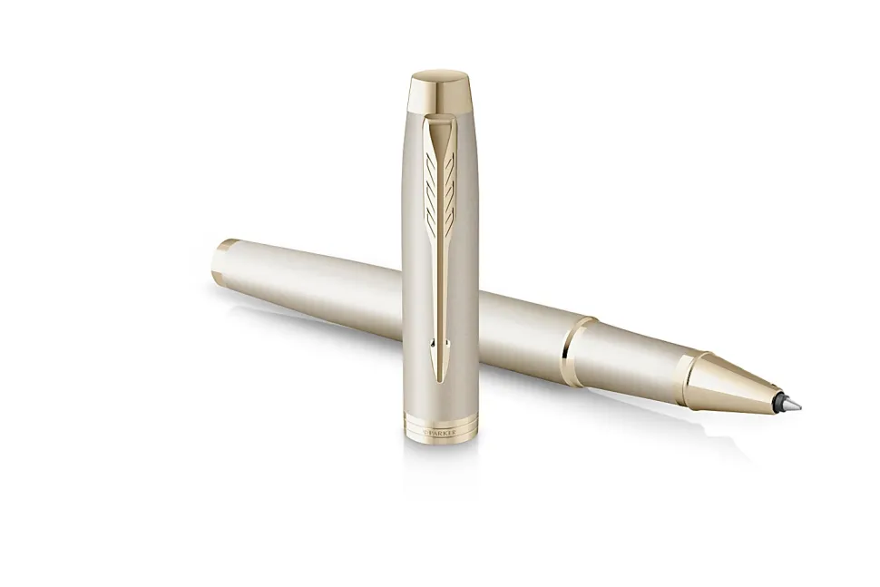 Parker IM Monochrome RollerBall® Pen, Champagne Finish and Trims, Fine Point, Black Ink, Gift Box