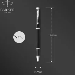 Parker® IM Rollerball Pen, Fine Point, 0.5 mm, Matte Black/Chrome Barrel, Black Ink