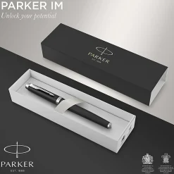 Parker® IM Rollerball Pen, Fine Point, 0.5 mm, Matte Black/Chrome Barrel, Black Ink