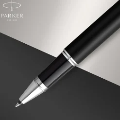 Parker® IM Rollerball Pen, Fine Point, 0.5 mm, Matte Black/Chrome Barrel, Black Ink