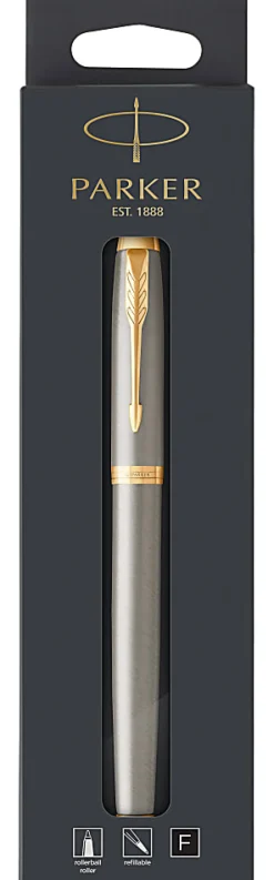ParkerĀ® IM Rollerball Pen, Fine Point, 0.5 mm, Black/Gold Barrel, Black Ink