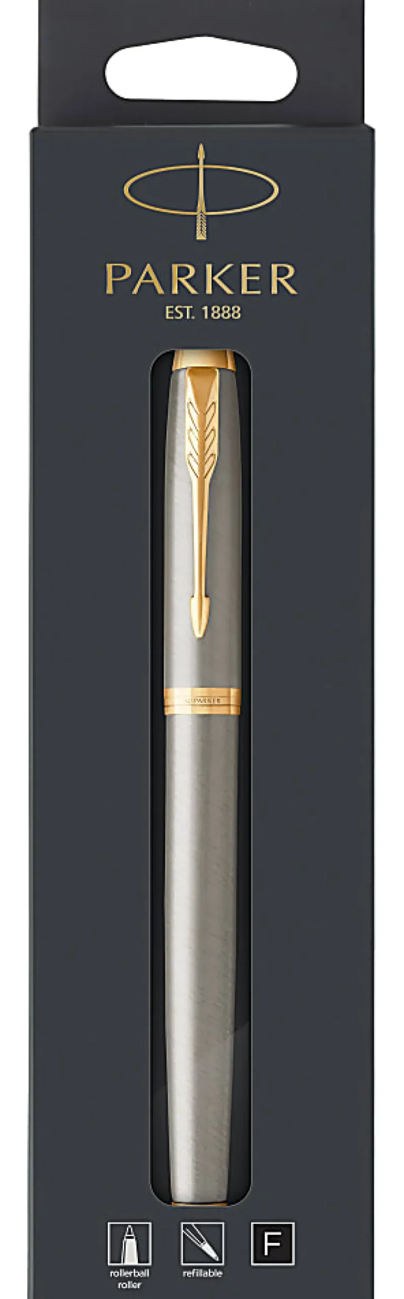 Parker® IM Rollerball Pen, Fine Point, 0.5 mm, Black/Gold Barrel, Black Ink