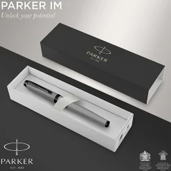 Parker® IM Rollerball Pen, Fine Point, 0.5 mm, Matte Gray Barrel, Black Ink