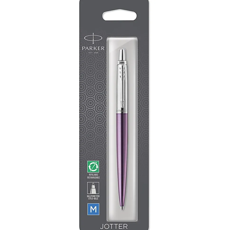 Parker® Jotter Ballpoint Pen, Medium Point, 1.0 mm, Victoria Violet Barrel, Blue Ink