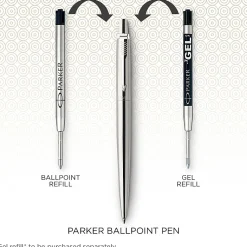 Parker® Jotter⢠Ballpoint Pen, Medium Point, 0.7 mm, Stainless Steel Barrel, Blue Ink