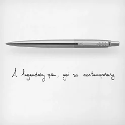 Parker® Jotter™ Ballpoint Pen, Medium Point, 0.7 mm, Stainless Steel Barrel, Blue Ink