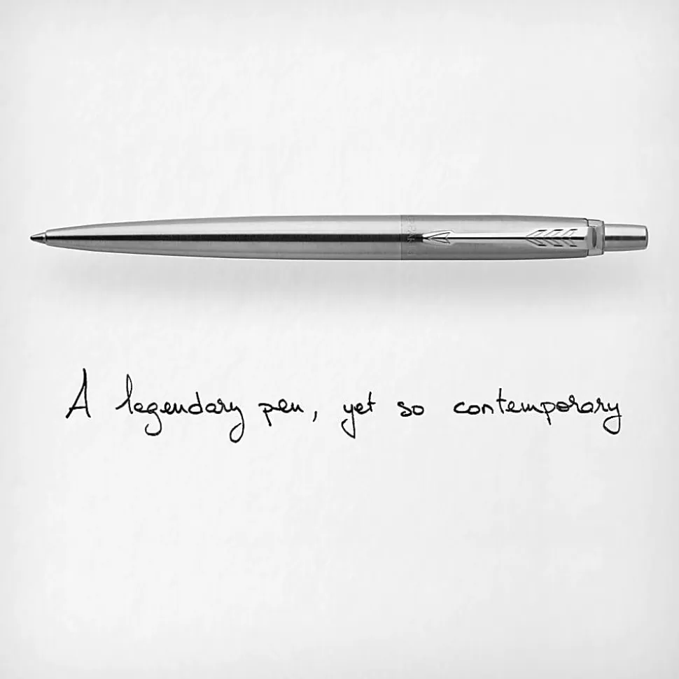 Parker® Jotter™ Ballpoint Pen, Medium Point, 0.7 mm, Stainless Steel Barrel, Blue Ink
