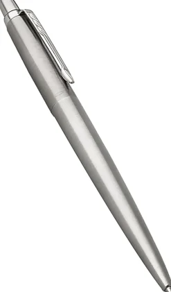 ParkerĀ® Jotter Duo Ballpoint And Fountain Pen Set, Medium Point, 0.7 mm, Silver Barrels, Blue Ink, Set Of 2 Pens
