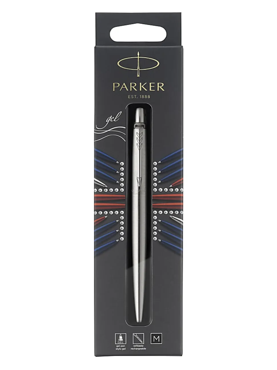 Parker® Jotter Gel Pen, Medium Point, 0.7 mm, Stainless-Steel/Chrome Barrel, Black Ink