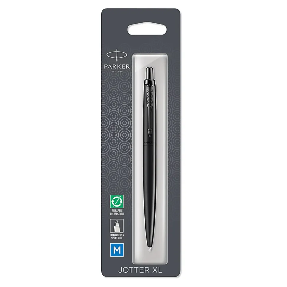 Parker® Jotter XL Ballpoint Pen, 1.0 mm, Medium Point, Matte Black Barrel, Blue Ink