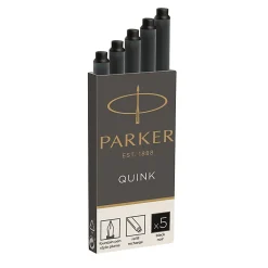 Parker® Quink Fountain Pen Replacement Ink Cartridges, Black, Pack Of 5 Cartridges