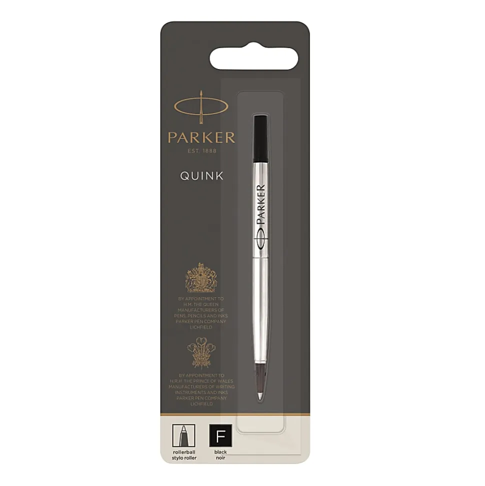 Parker® Rollerball Pen Refill, Medium Point, 0.7 mm, Black, 3021331
