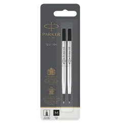 Parker® Rollerball Pen Refill, Medium Point, 0.7 mm, Black, Pack Of 2