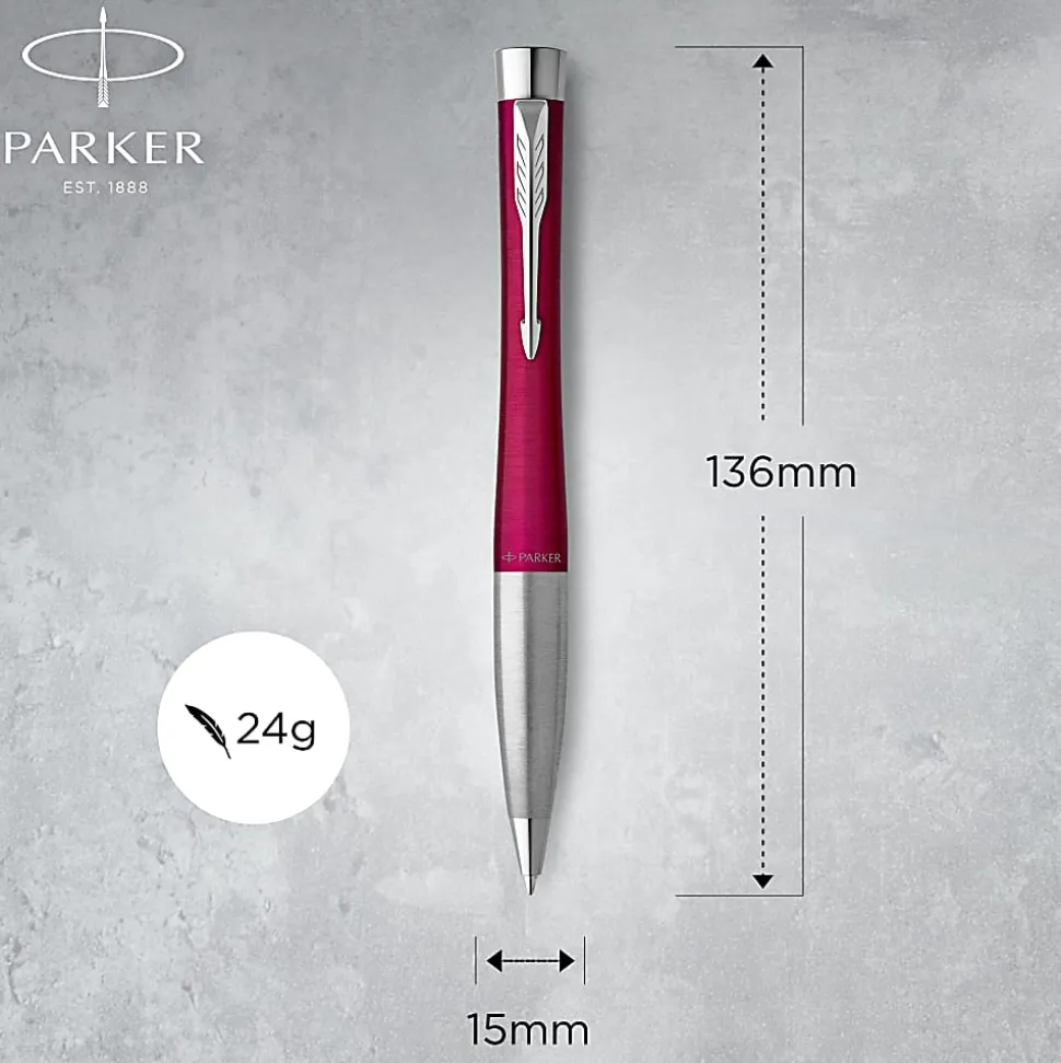 Parker® Urban Ballpoint Pen, Medium Point, 0.7 mm, Vibrant Magenta Barrel, Blue Ink