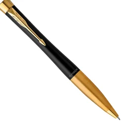 ParkerĀ® Urban Ballpoint Pen, Medium Point, 0.7 mm, Matte Black/Gold Barrel, Blue Ink