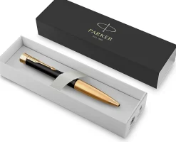 Parker® Urban Ballpoint Pen, Medium Point, 0.7 mm, Matte Black/Gold Barrel, Blue Ink