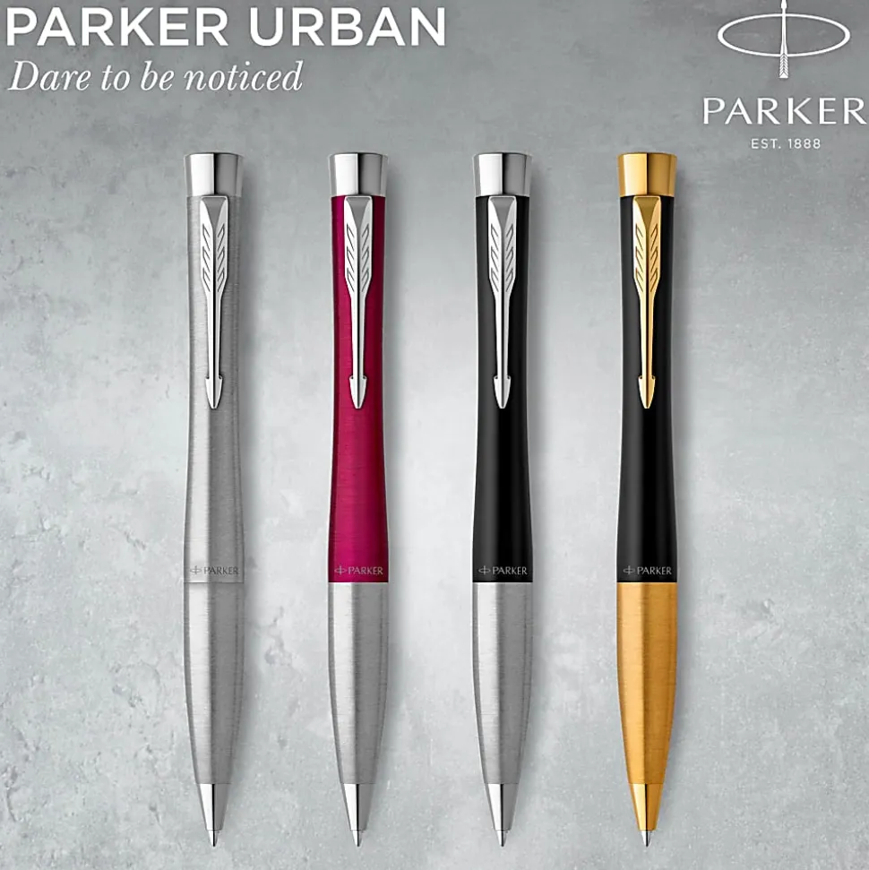 Parker® Urban Twist Ballpoint Pen, 1 mm, Medium Point, Metro Metallic With Chrome Trim, Black Ink