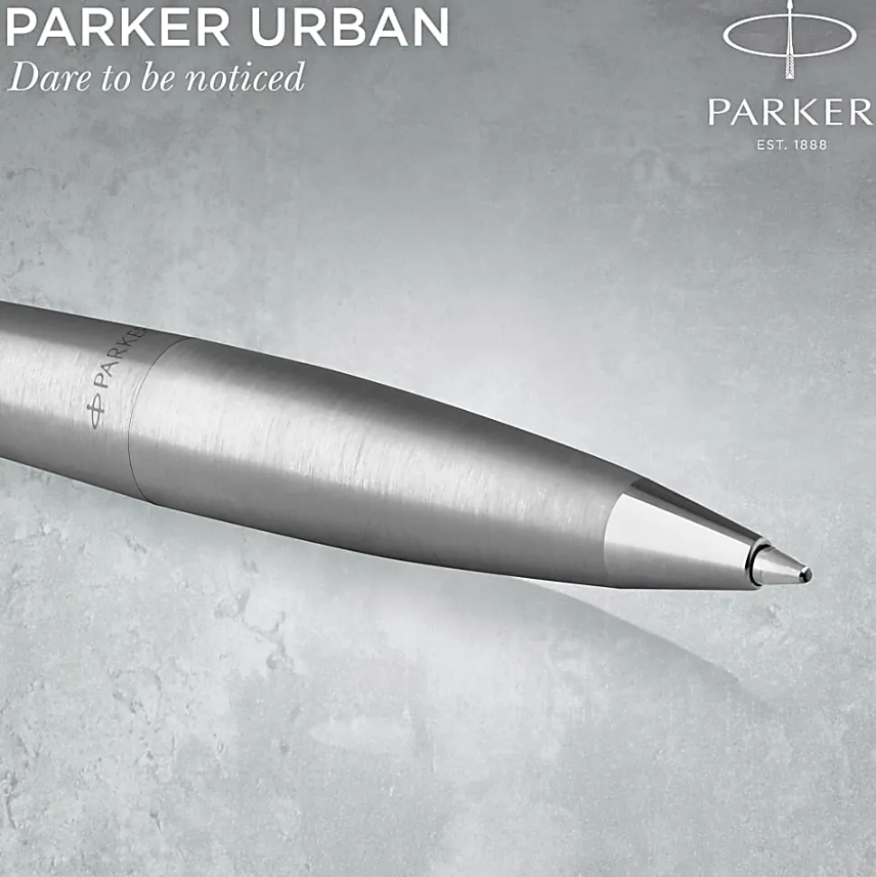 Parker® Urban Twist Ballpoint Pen, 1 mm, Medium Point, Metro Metallic With Chrome Trim, Black Ink
