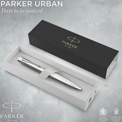Parker® Urban Twist Ballpoint Pen, 1 mm, Medium Point, Metro Metallic With Chrome Trim, Black Ink