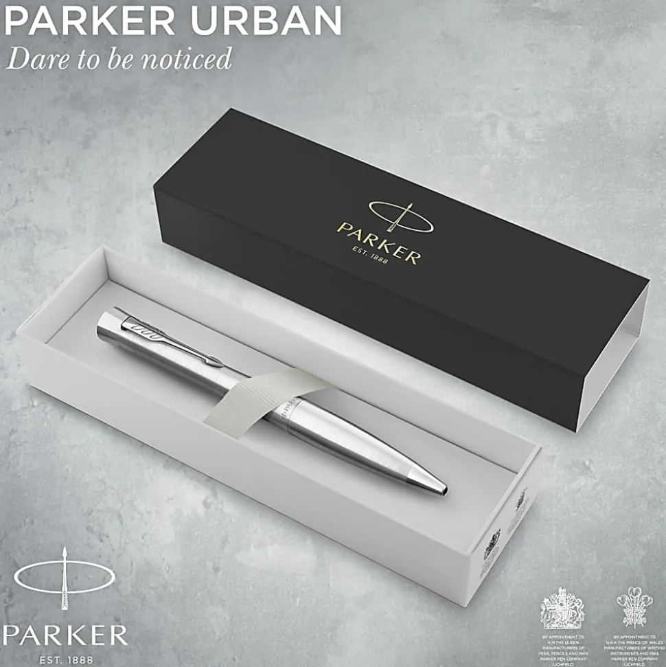 Parker® Urban Twist Ballpoint Pen, 1 mm, Medium Point, Metro Metallic With Chrome Trim, Black Ink