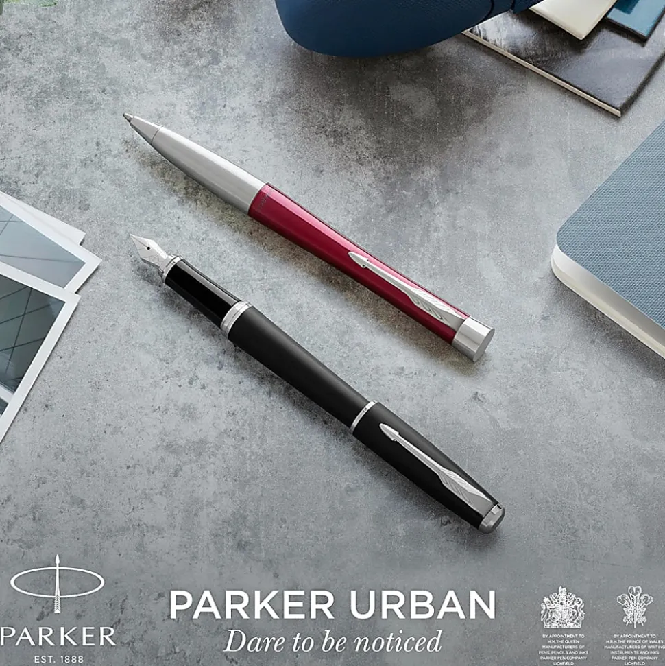 Parker® Urban Twist Ballpoint Pen, 1 mm, Medium Point, Metro Metallic With Chrome Trim, Black Ink