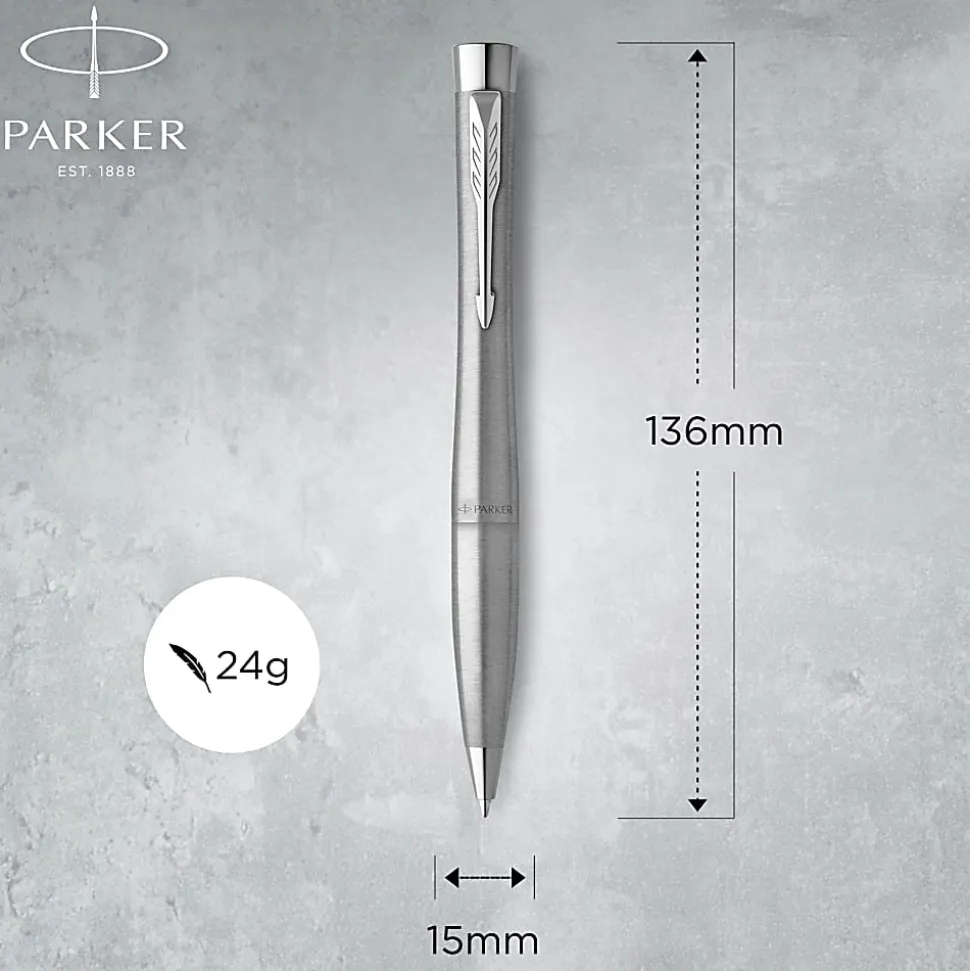 Parker® Urban Twist Ballpoint Pen, 1 mm, Medium Point, Metro Metallic With Chrome Trim, Black Ink
