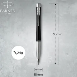 Parker® Urban Twist Ballpoint Pen, Medium Point, 1 mm, Muted Black Barrel, Black Ink