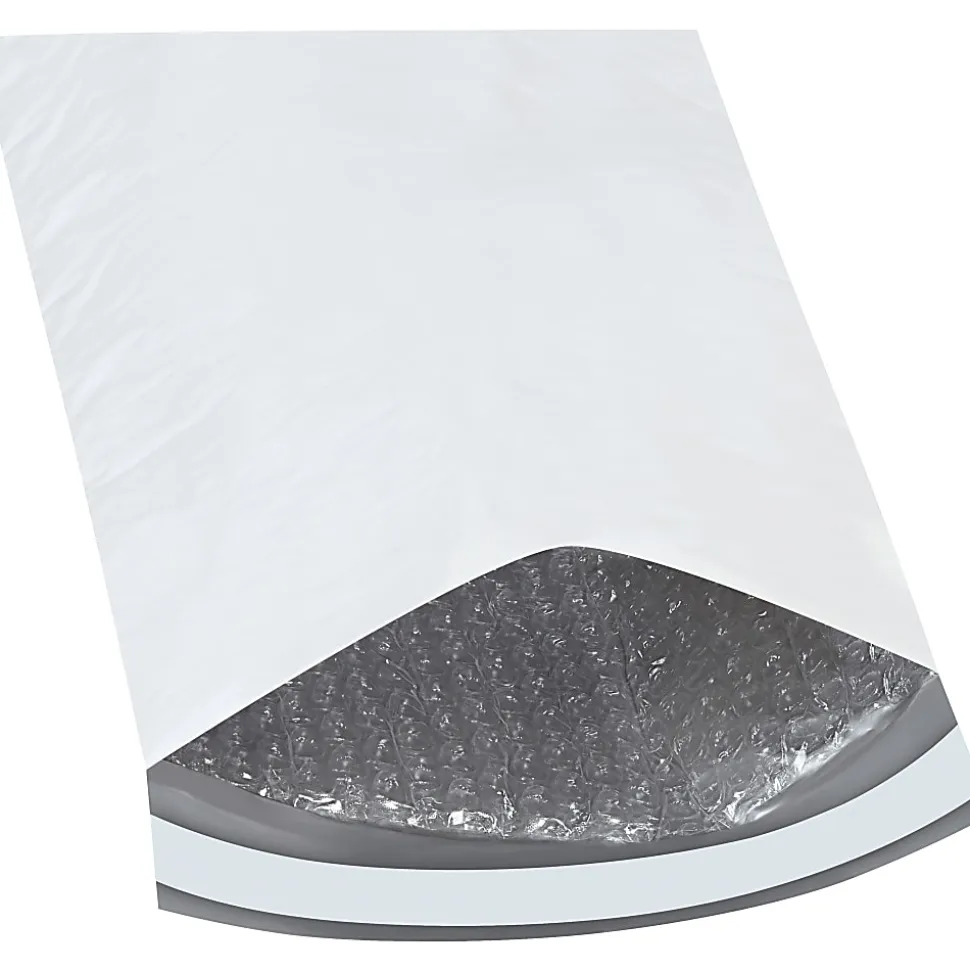 Partners Brand Bubble-Lined Poly Mailers, 6 1/2" x 10", White, Box Of 250