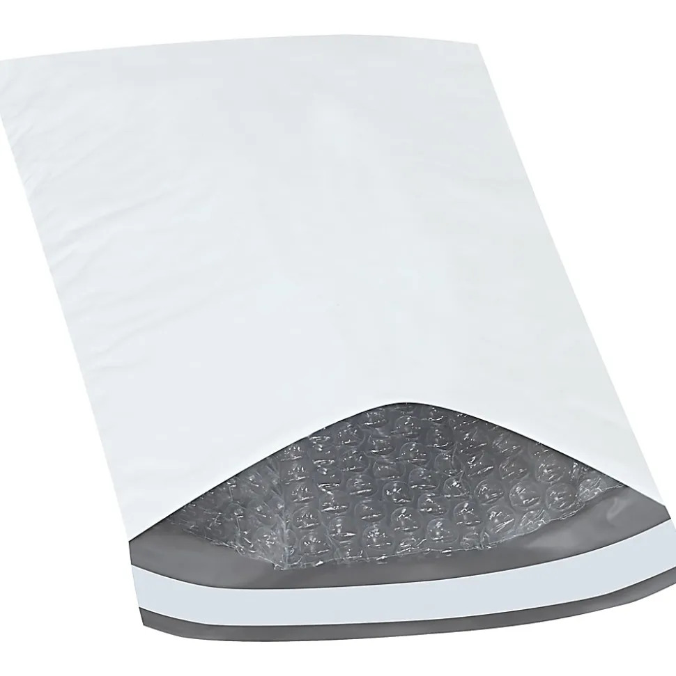 Partners Brand Bubble-Lined Poly Mailers, 6 1/2" x 10", White, Box Of 250