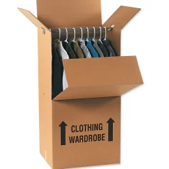 Partners Brand Corrugated Wardrobe Moving Boxes, 24" x 20" x 46", Kraft Pack Of 5