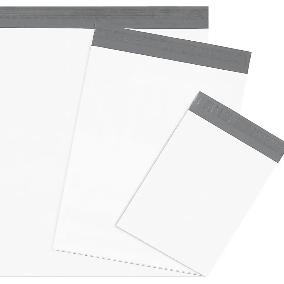 Partners Brand Expansion Poly Mailers, 15"H x 20"W x 4"D, White, Case Of 100