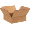 Partners Brand Flat Corrugated Boxes, 12" x 12" x 4", Kraft, Pack Of 25