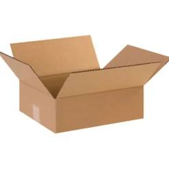 Partners Brand Flat Corrugated Boxes, 12" x 10" x 4", Kraft, Pack Of 25