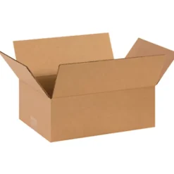 Partners Brand Flat Corrugated Boxes, 14" x 10" x 5", Kraft, Bundle of 25