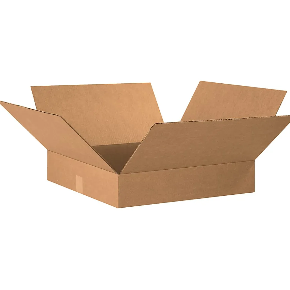 Partners Brand Flat Corrugated Boxes, 20" x 20" x 4", Kraft, Pack Of 10