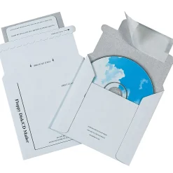 Partners Brand Foam Padded CD Mailers, 5" x 5", White, Pack Of 100