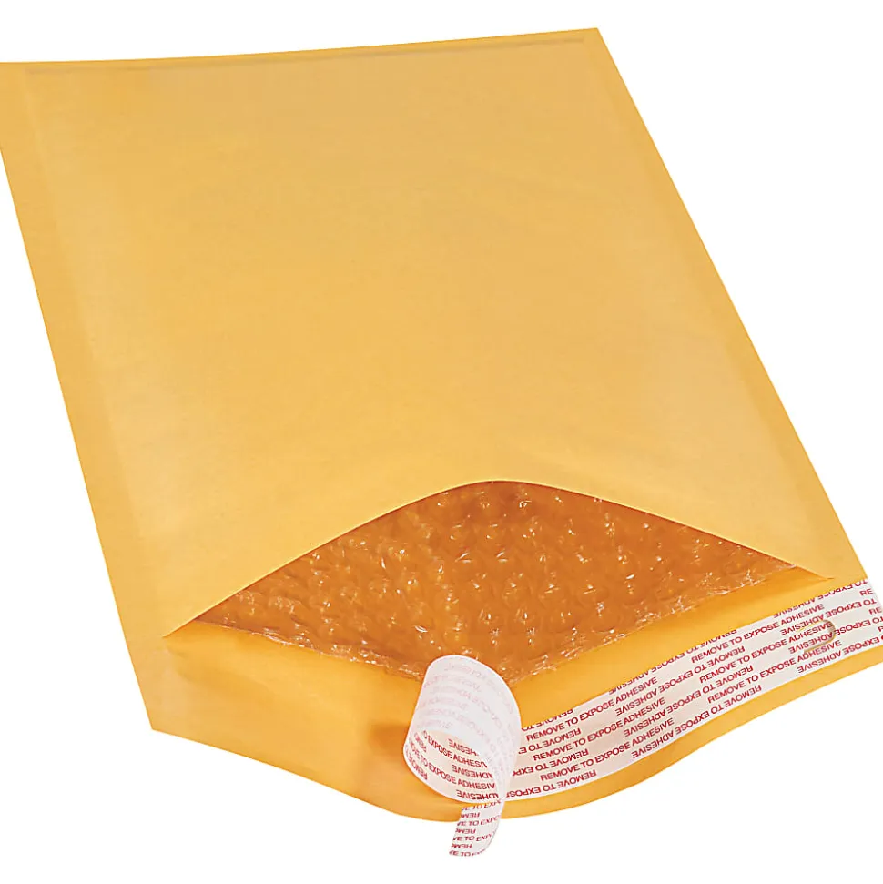 Partners Brand Kraft EZ Open Tear-Tab Bubble Mailers, #1, 7 1/4" x 12", Pack Of 100