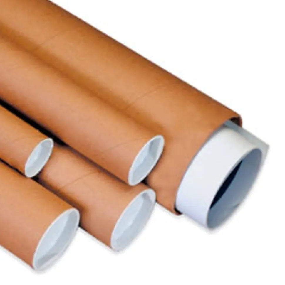 Partners Brand Kraft Mailing Tubes With Plastic Endcaps, 3" x 48", Pack Of 24