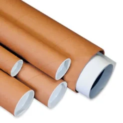 Partners Brand Kraft Mailing Tubes With Plastic Endcaps, 4" x 26", Pack Of 15