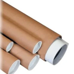 Partners Brand Kraft Mailing Tubes With Plastic Endcaps, 4" x 26", Pack Of 15
