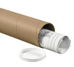 Partners Brand Kraft Mailing Tubes With Plastic Endcaps, 4